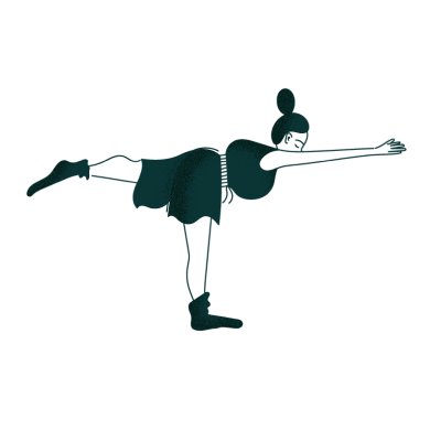 Illustration av kvinna som gör yogapose och sträcker ut sina armar