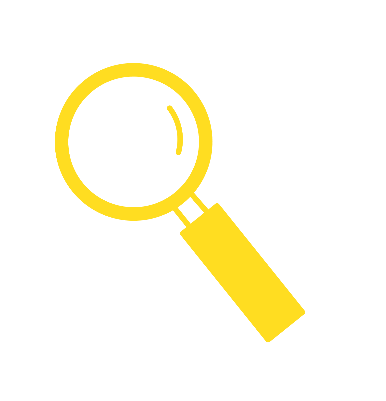 En gul illustration av ett förstoringsglas