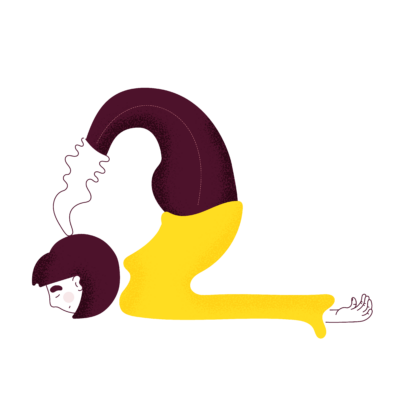 Illustration av person som ligger i en svår yogaposition