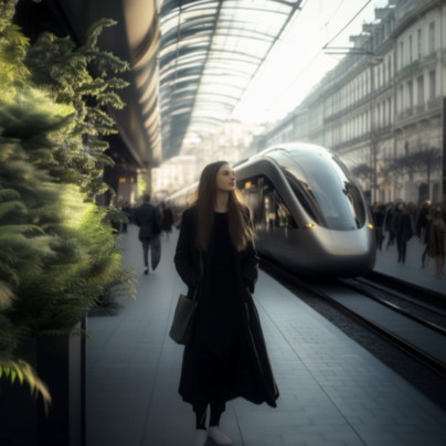 Kvinna bakifrån på tågperrong