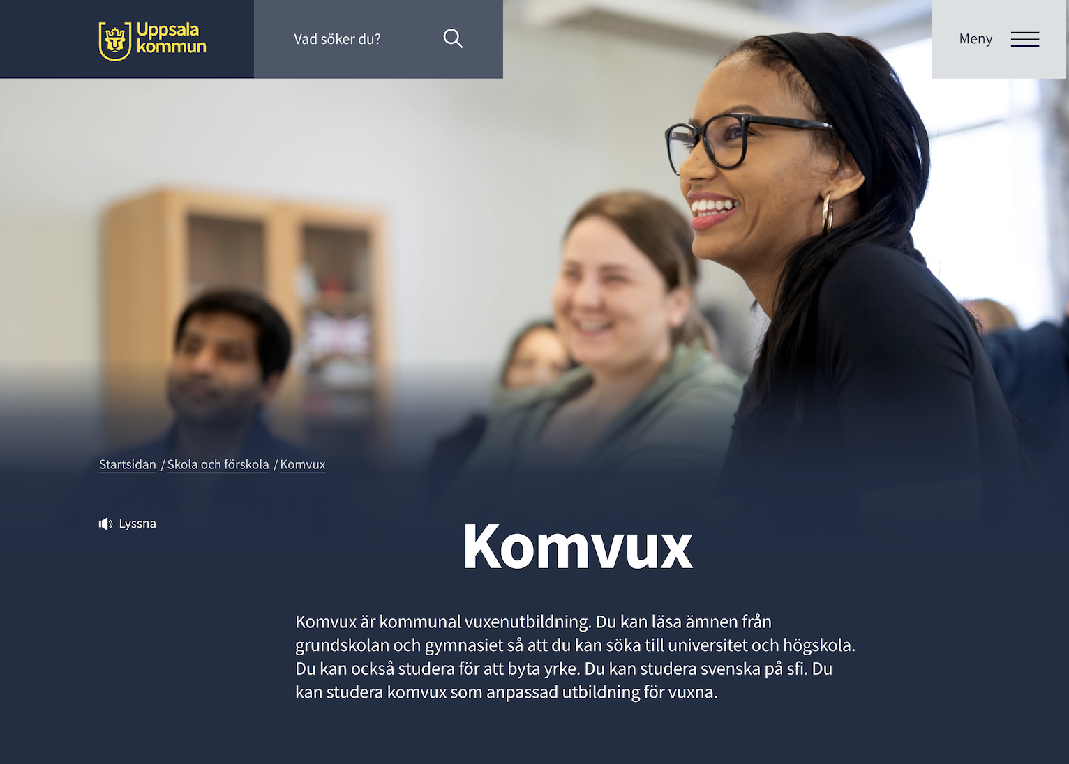 En bild från Uppsala kommuns hemsida - Komvux