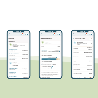 Fem mobilvyer som de ser ut visuellt