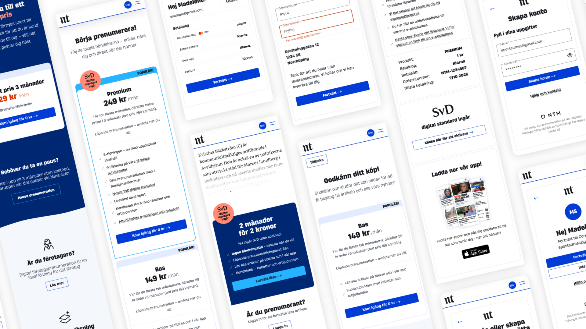 Översiktsbild på olika mobilgränssnitt